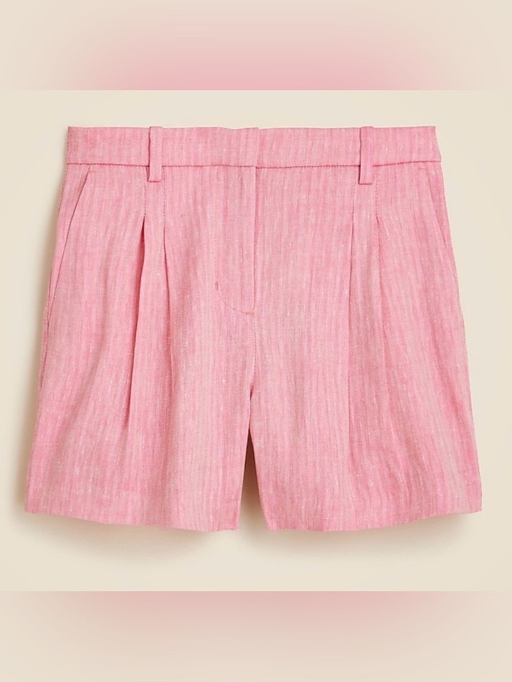 NWT J.Crew Pink Herringbone Linen Blend Pleated Shorts CI585 Womens Size 14 - Picture 3 of 8